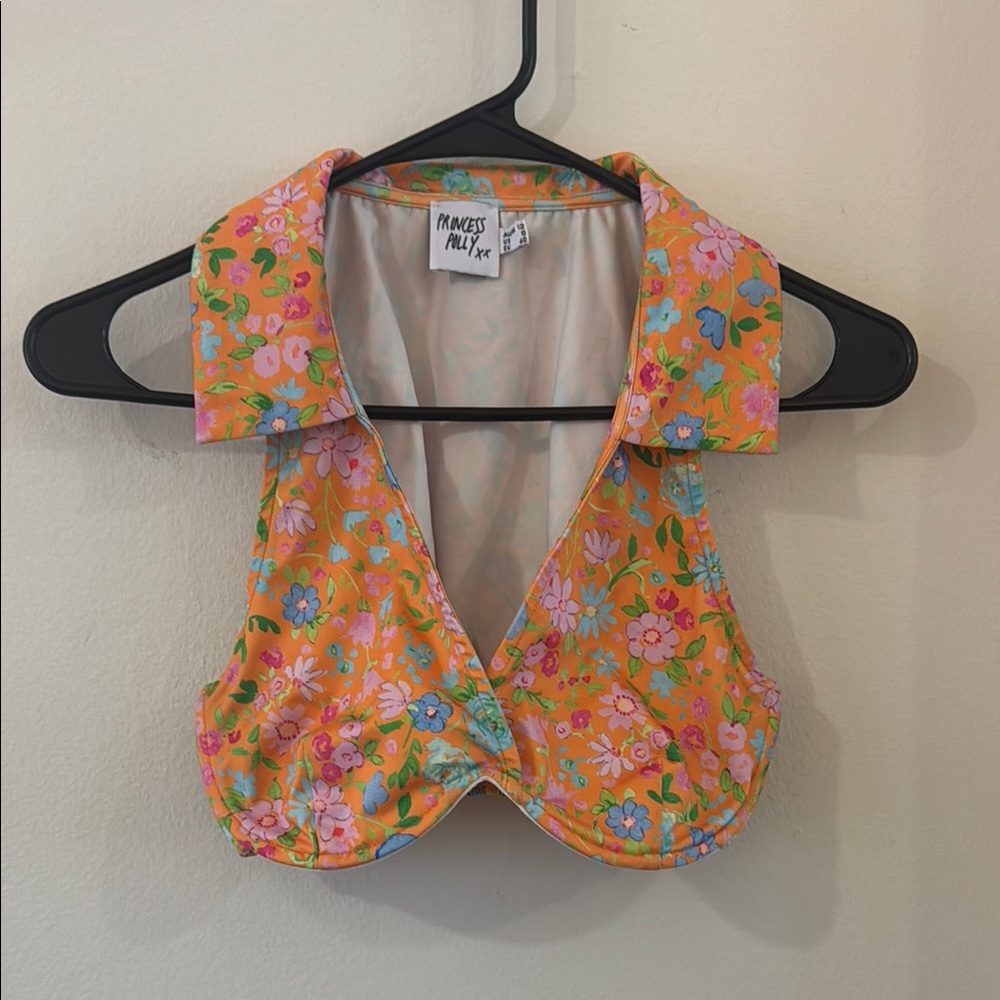 Princess Polly Orange Tie Front Cap Sleeve Blouse